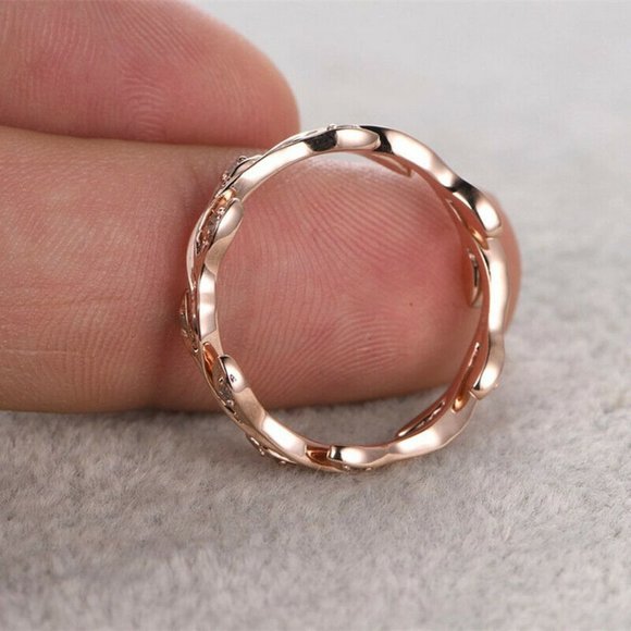 14k Rose Gold White Sapphire Ring, beautiful Ring, shiny Ring. - Picture 2 of 4